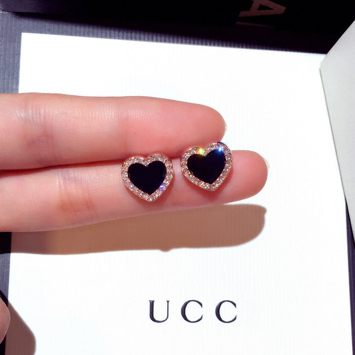 Wholesale Zircon Heart-shaped Alloy Earrings JDC-ES-PaiL003