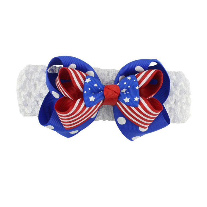 Wholesale American Independence Day Flag Stars Children's Bow Fabric Headband JDC-HD-HeZhuo004