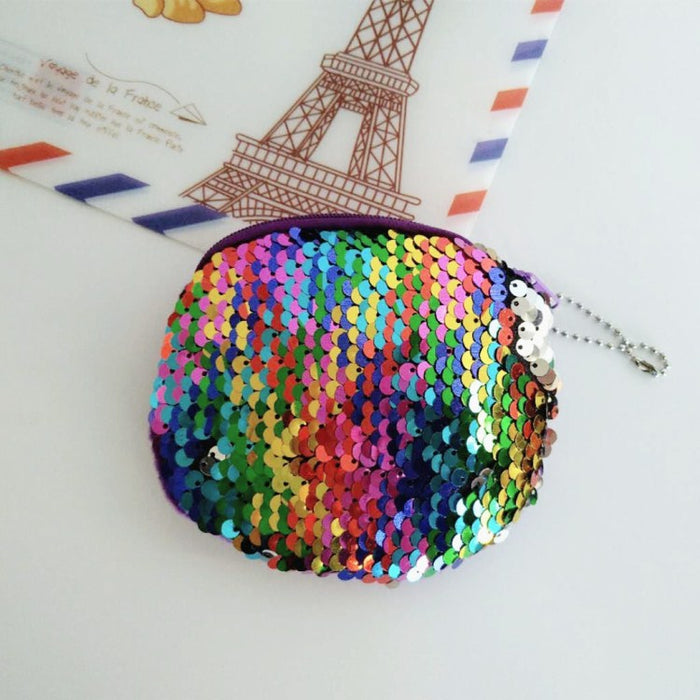 Wholesale Mermaid Sequin Coin Purse Fruit Storage Bag Plush Zipper Earphone Bag Key Bag Sequin Small Wallet JDC-WT-RC001