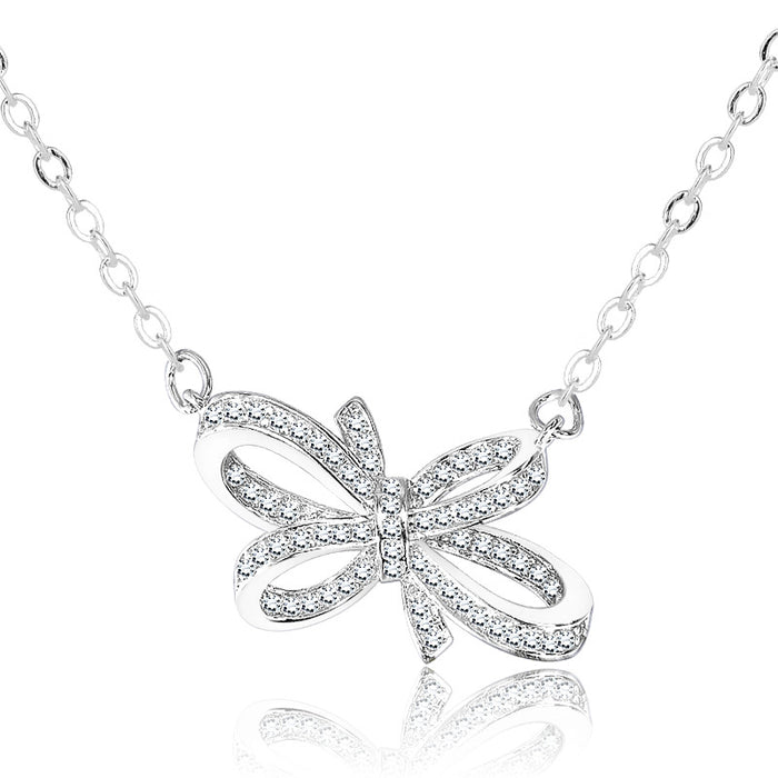 Wholesale Butterfly necklace with niche design and micro inlaid zircon pendant