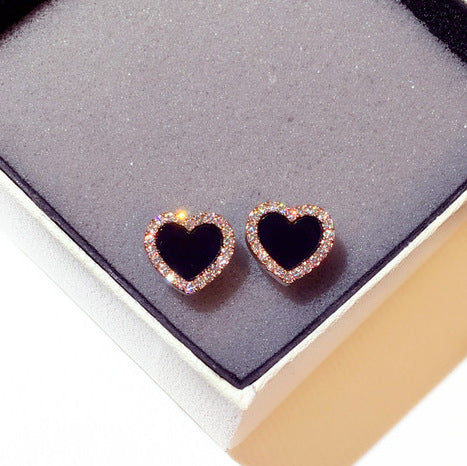 Wholesale Zircon Heart-shaped Alloy Earrings JDC-ES-PaiL003