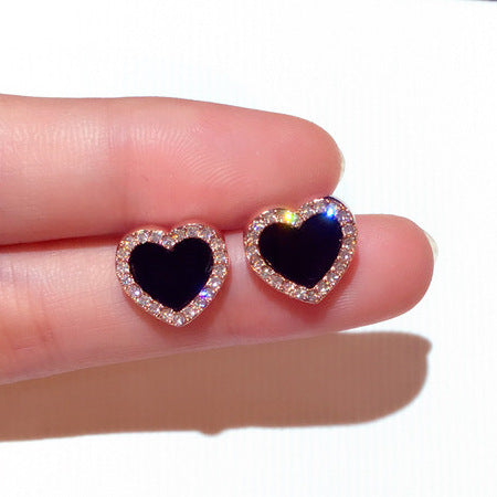 Wholesale Zircon Heart-shaped Alloy Earrings JDC-ES-PaiL003