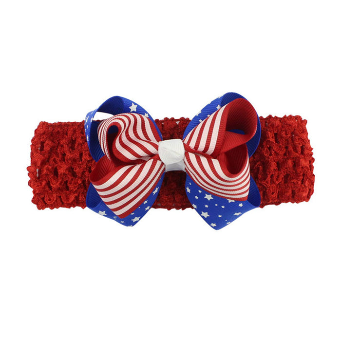 Wholesale American Independence Day Flag Stars Children's Bow Fabric Headband JDC-HD-HeZhuo004