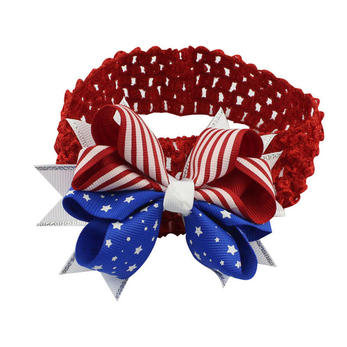 Wholesale American Flag Independence Day Children's Bow Fabric Headband JDC-HD-HeZhuo006