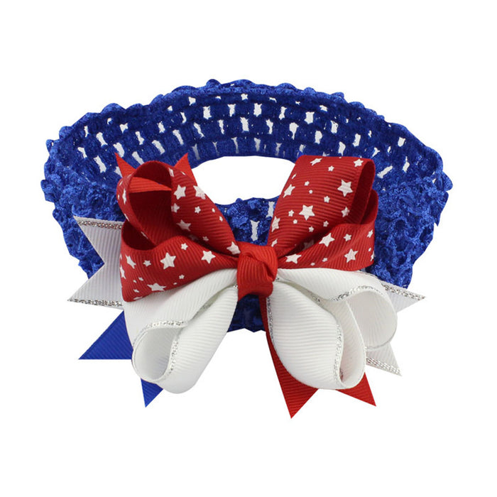 Wholesale American Flag Independence Day Children's Bow Fabric Headband JDC-HD-HeZhuo006