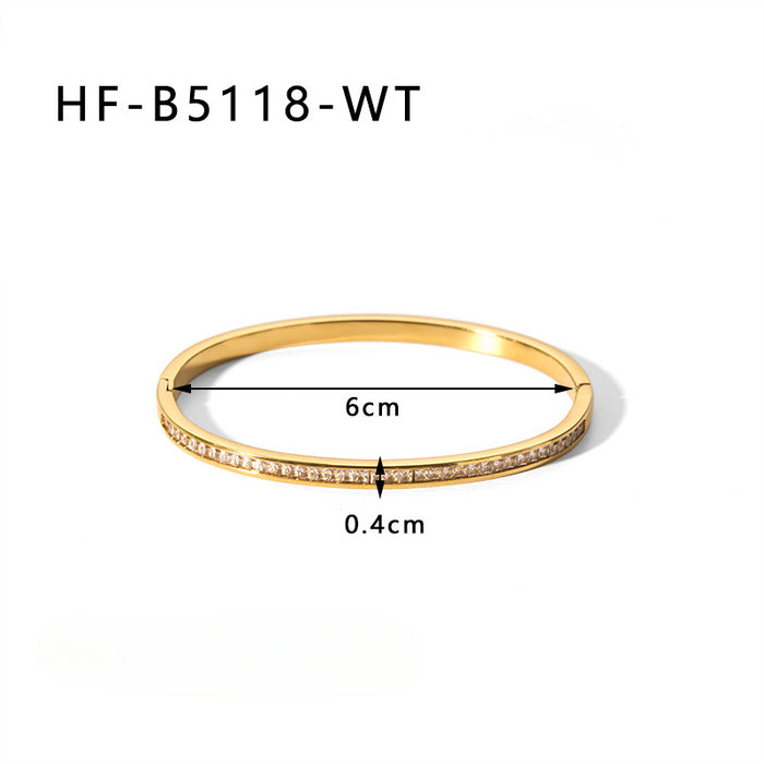 Wholesale Stainless Steel 18k Gold Plated Circle Inlaid Zircon Diamond Bracelet JDC-BT-XiongYue002