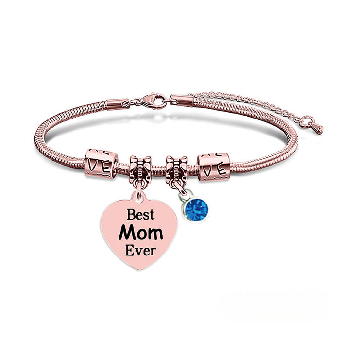 Wholesale Stainless Steel Mother's Day Blue Diamond Bracelet JDC-BT-GangG020