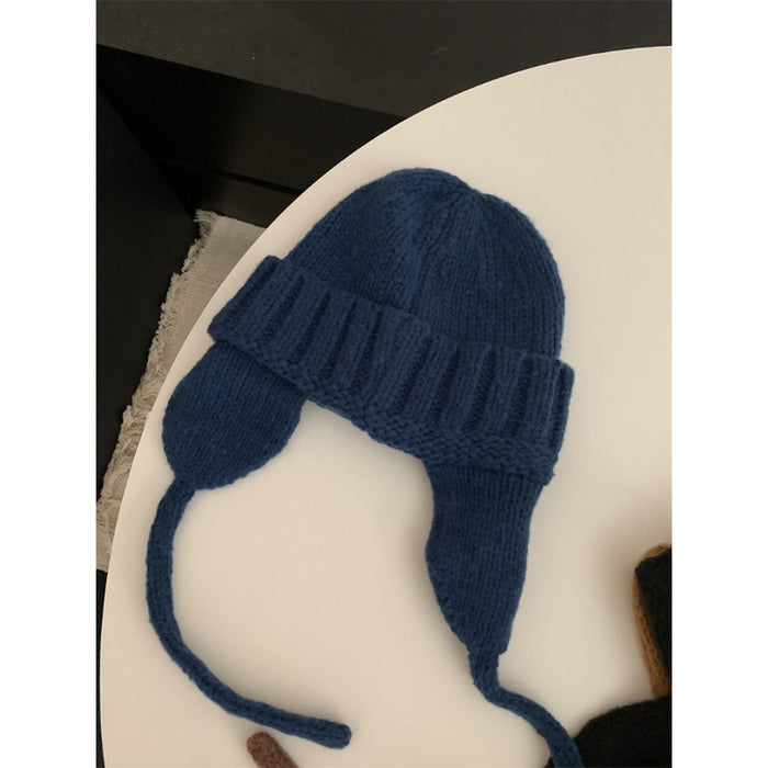 Wholesale Cotton Solid Color Ear Protection Knitted Yarn Cap JDC-FH-Qiany002