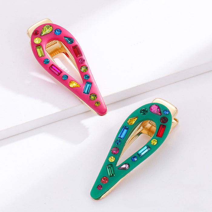 Wholesale Candy Color Resin Diamond Children's Pointed Clip JDC-HC-KenJie005