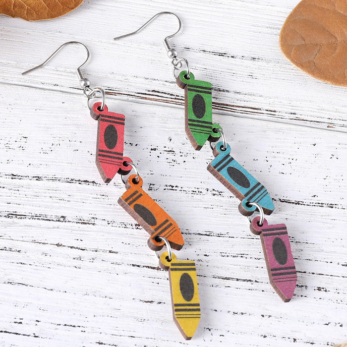 Wholesale earrings Double-sided painted wooden earrings JDC-ES-ChL023