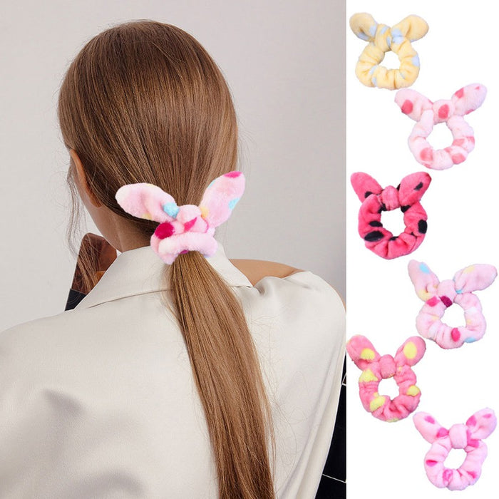 Wholesale Plush Children Cute Rabbit Ears Hair Scrunchies  JDC-HS-Heqin004