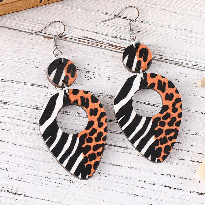 Wholesale Wooden Double Sided Water Drop Earrings JDC-ES-ChuLian015