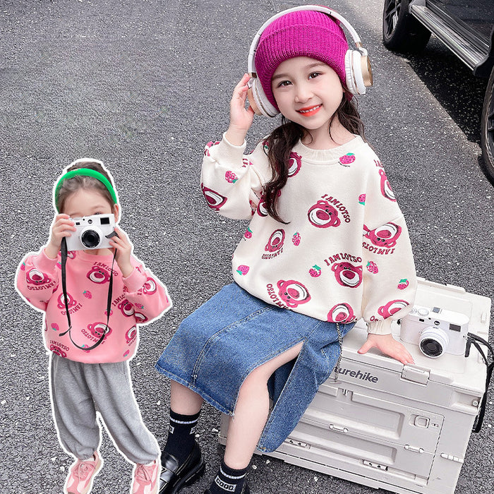 Wholesale Sweatshirts for Women Spring and Autumn New Style Fashionable Baby Girls Cute Autumn and Winter Long-sleeved Tops for Children JDC-CTS-QNE005