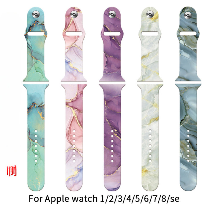 Wholesale Silicone Jade Abstract Style Printed Watch Strap JDC-WD-NuoQi094