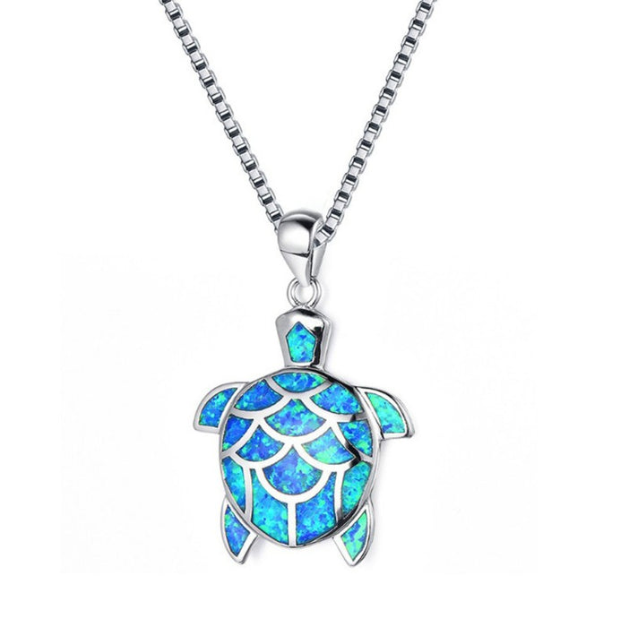 Wholesale Blue Opal Cute Turtle Necklace JDC-NE- BaoS001