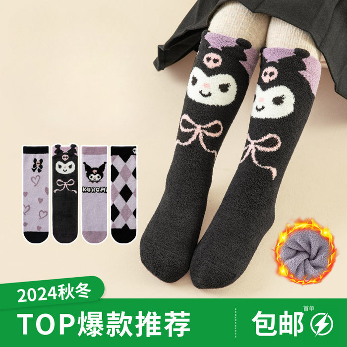 Wholesale Autumn and Winter Mid Tube Girls' Thick Coral Fleece Warm Baby Socks JDC-SK-SL006