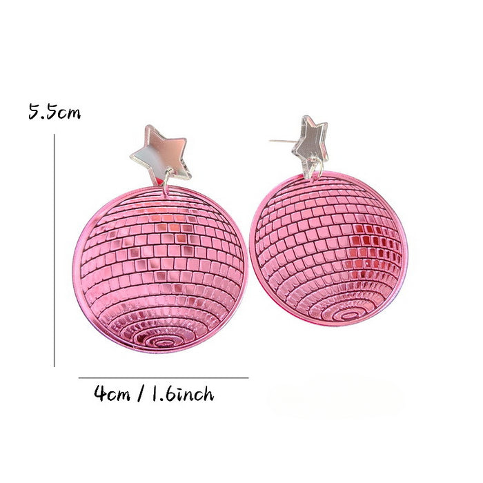 Wholesale Five-pointed Star Acrylic Mirror Laser Disco Ball Earrings JDC-ES-XuePa007