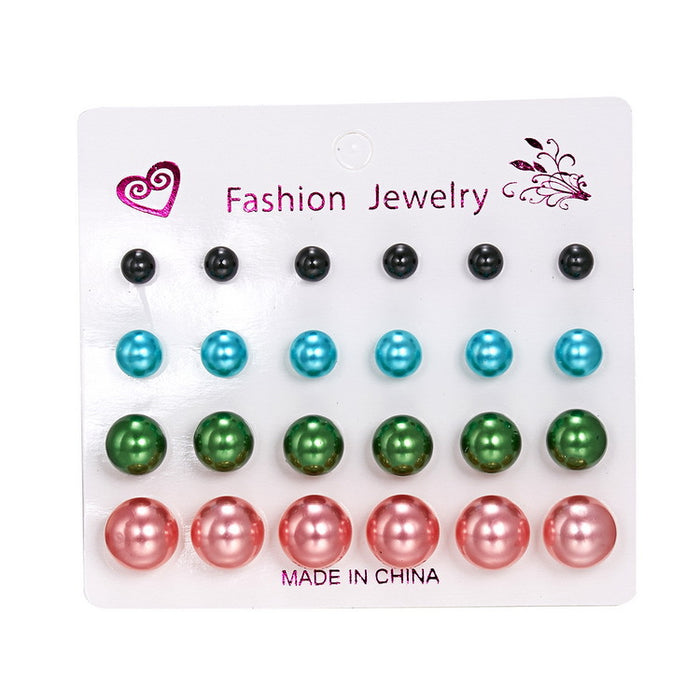 Wholesale Imitation Pearl Jewelry Round Mixed Color Earrings Manufacturer
