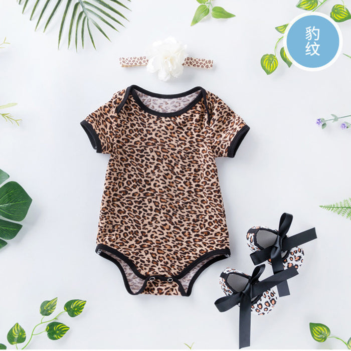 Wholesale Baby Onesies Rose Leopard Print Set JDC-BC-FeiK003