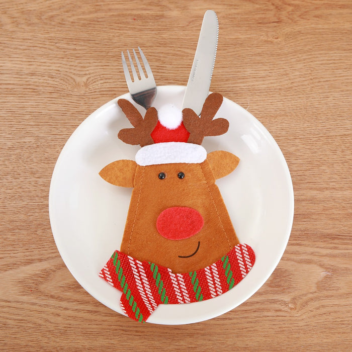 Wholesale  knife and fork bag New Christmas decorations dining table knife and fork set creative cartoon cutlery set