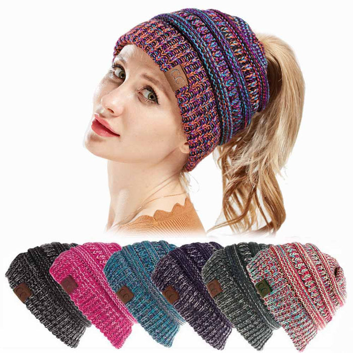 Wholesale Label Acrylic Open Ponytail Wool Knitted Hat JDC-FH-XiaMi009