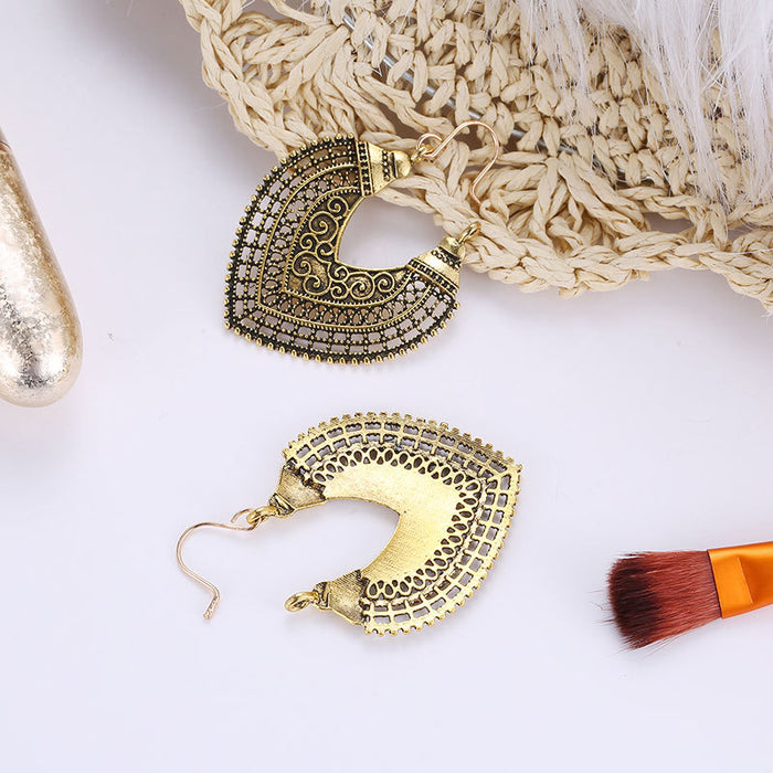 Wholesale  carved earrings  heart geometric semicircle earrings