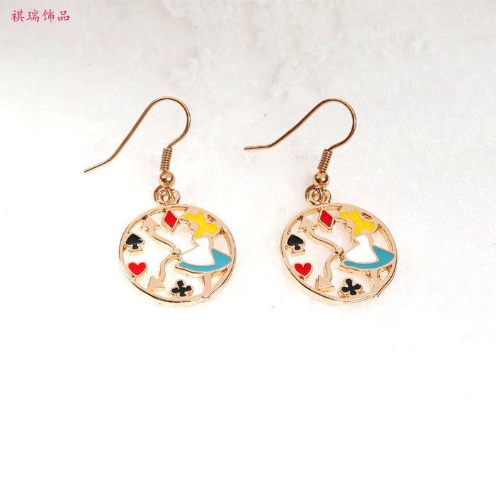 Wholesale Alloy Earrings Cute Cartoon Round JDC-ES-QiR007