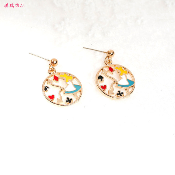 Wholesale Alloy Earrings Cute Cartoon Round JDC-ES-QiR007