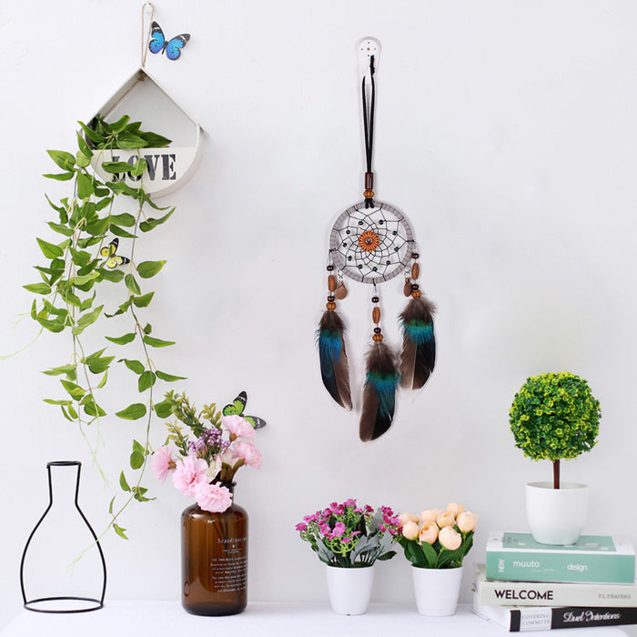 Wholesale Handmade Dream Catcher Car Pendant Feather Boho Decorative Accessory