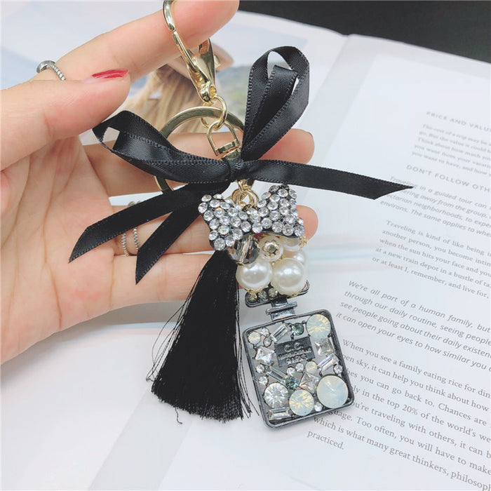 Wholesale Bow Diamond Crystal Tassel Keychain JDC-KC-LX059