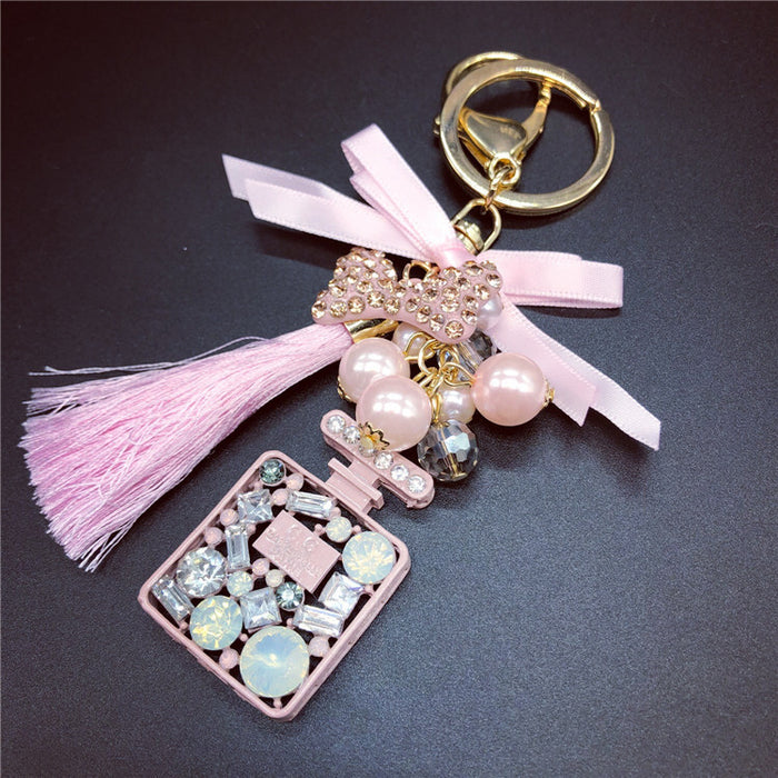 Wholesale Bow Diamond Crystal Tassel Keychain JDC-KC-LX059