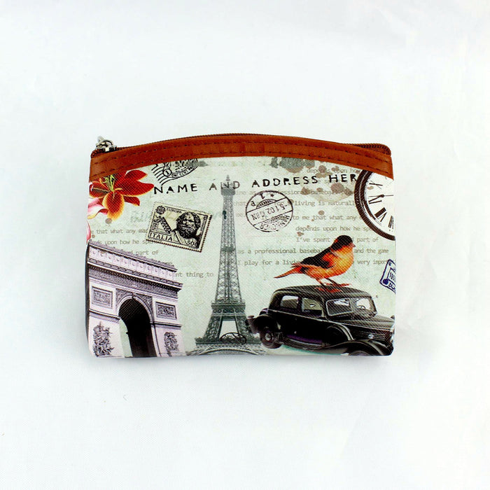 Wholesale Retro Ancient Architecture Eiffel Tower Printing Coin Purse Coin Bag JDC-WT-QW006