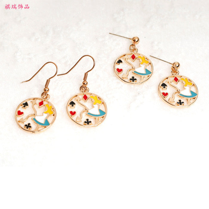 Wholesale Alloy Earrings Cute Cartoon Round JDC-ES-QiR007