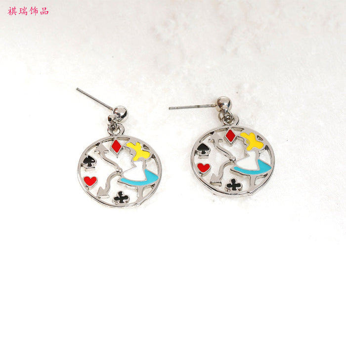 Wholesale Alloy Earrings Cute Cartoon Round JDC-ES-QiR007