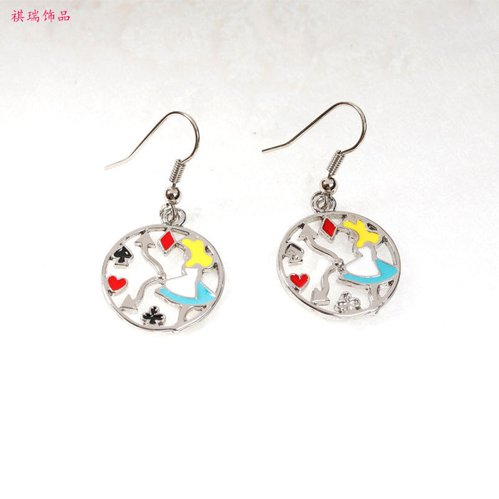 Wholesale Alloy Earrings Cute Cartoon Round JDC-ES-QiR007