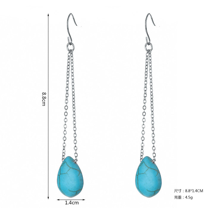 Wholesale Simple retro turquoise earrings tassel earrings earrings jewelry