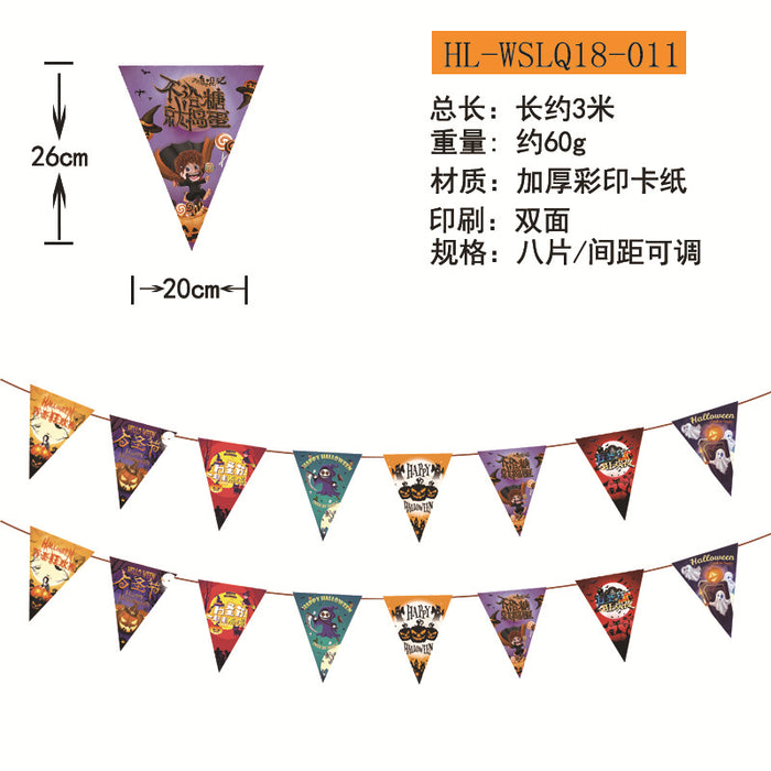 Wholesale  Flag Pendant Pumpkin Paper Flower Party Supplies Scene Layout  Decoration Triangle