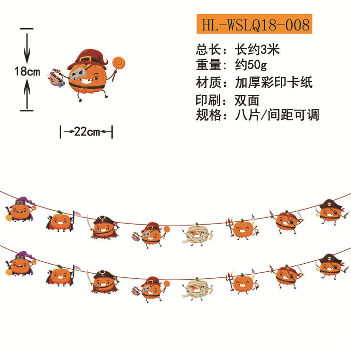 Wholesale  Flag Pendant Pumpkin Paper Flower Party Supplies Scene Layout  Decoration Triangle