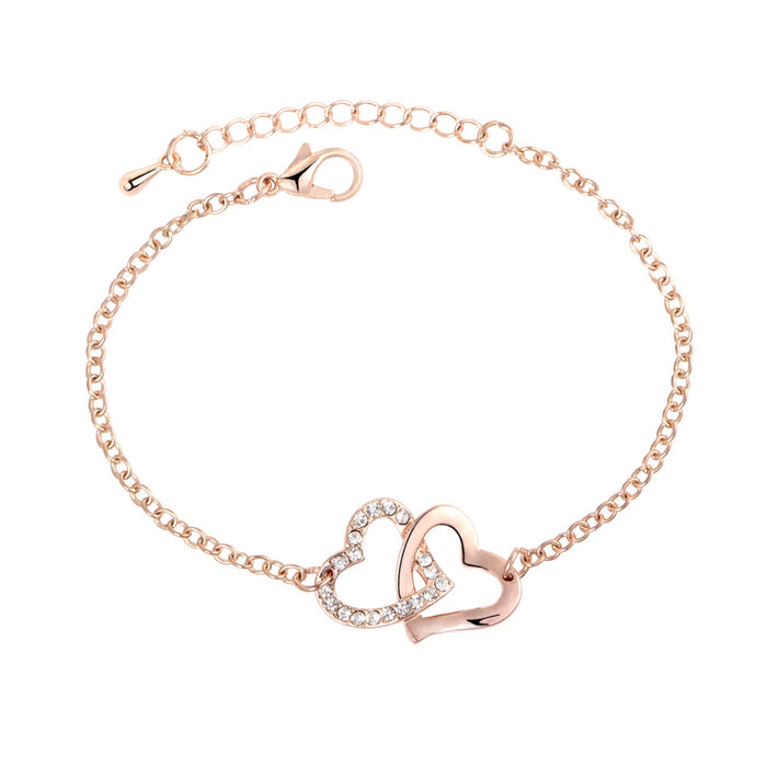 Wholesale Bracelet Jewelry Double Heart Love Bracelet Foreign Trade Diamond