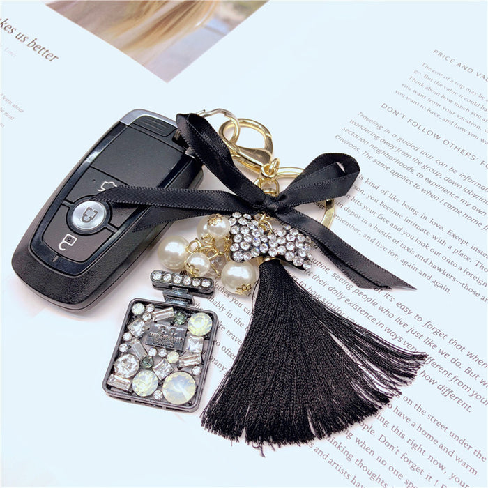 Wholesale Bow Diamond Crystal Tassel Keychain JDC-KC-LX059