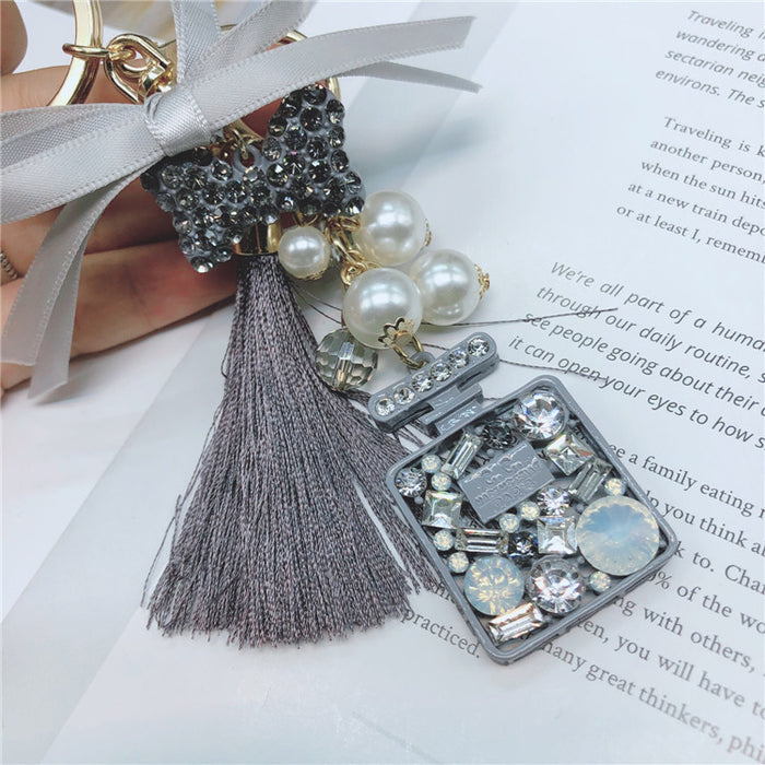 Wholesale Bow Diamond Crystal Tassel Keychain JDC-KC-LX059