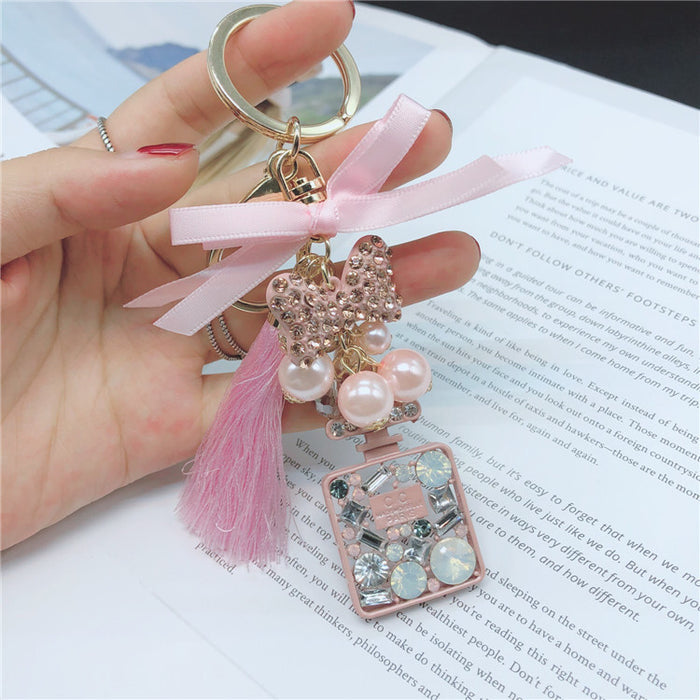 Wholesale Bow Diamond Crystal Tassel Keychain JDC-KC-LX059