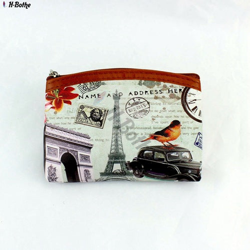 Wholesale Retro Ancient Architecture Eiffel Tower Printing Coin Purse Coin Bag JDC-WT-QW006