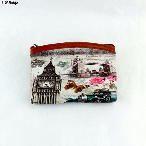 Wholesale Retro Ancient Architecture Eiffel Tower Printing Coin Purse Coin Bag JDC-WT-QW006