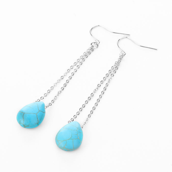 Wholesale Simple retro turquoise earrings tassel earrings earrings jewelry