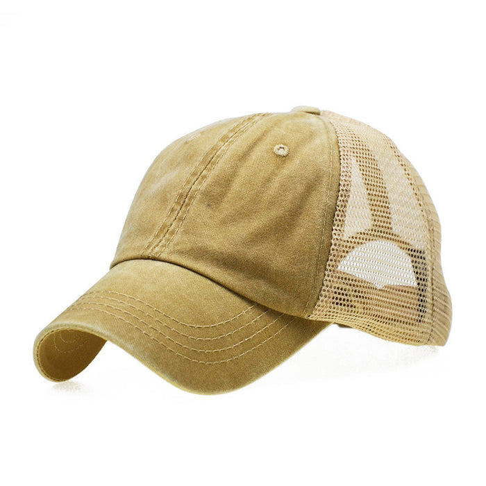 old wash cotton solid color light plate net cap baseball cap men and women  tide