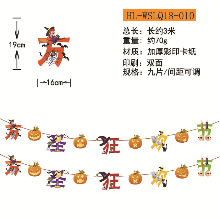 Wholesale  Flag Pendant Pumpkin Paper Flower Party Supplies Scene Layout  Decoration Triangle