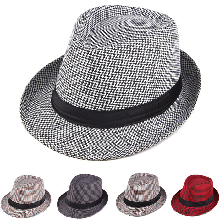 Wholesale Spring Houndstooth Plaid Top Hat Jazz Hat JDC-FH-DG009