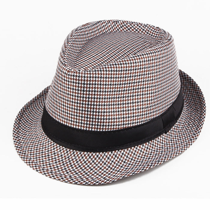 Wholesale Spring Houndstooth Plaid Top Hat Jazz Hat JDC-FH-DG009