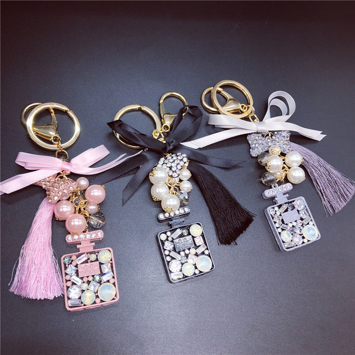 Wholesale Bow Diamond Crystal Tassel Keychain JDC-KC-LX059